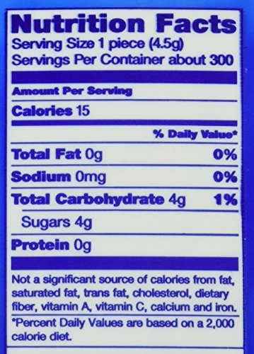 Close-up of individually wrapped gum pieces inside the tub.