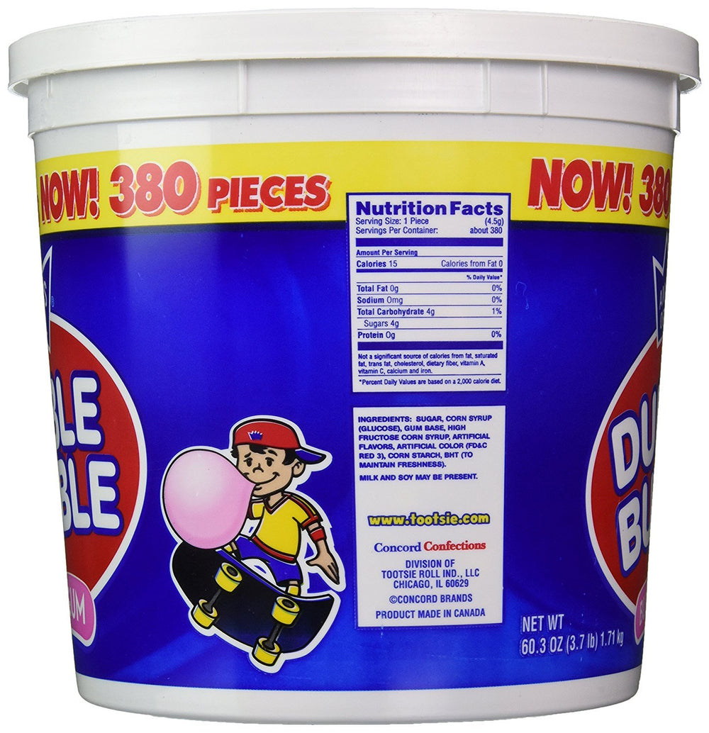 Dubble Bubble resealable stay-fresh tub to keep gum fresh between snacking.