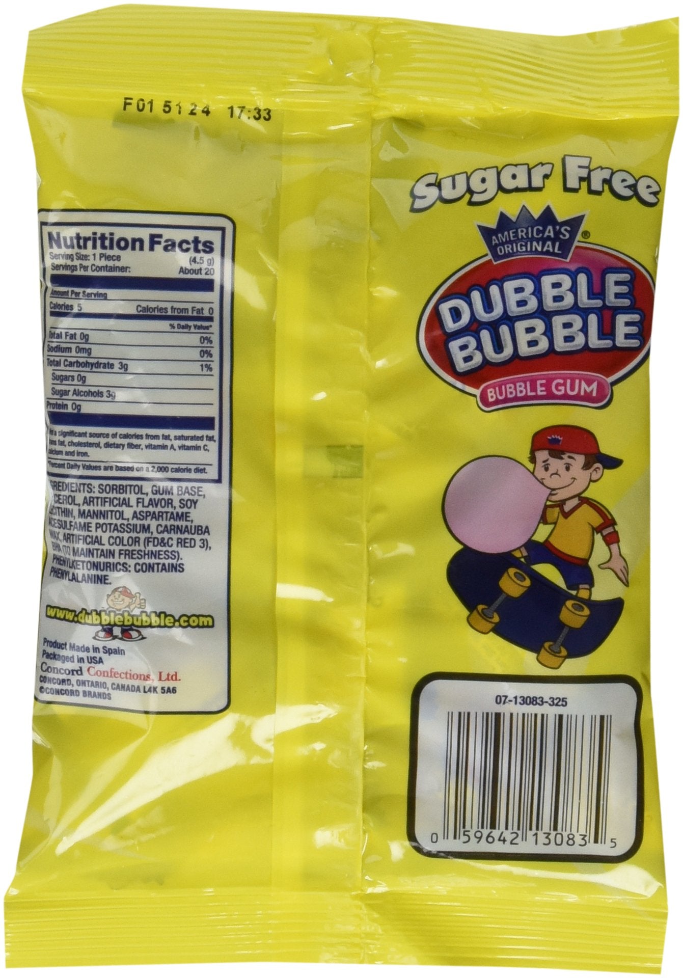 Dubble Bubble sugar-free bubblegum close-up showing classic flavor