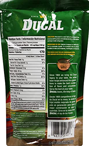 Ducal Refried Black Beans pouch served in a bowl, protein-rich and versatile.