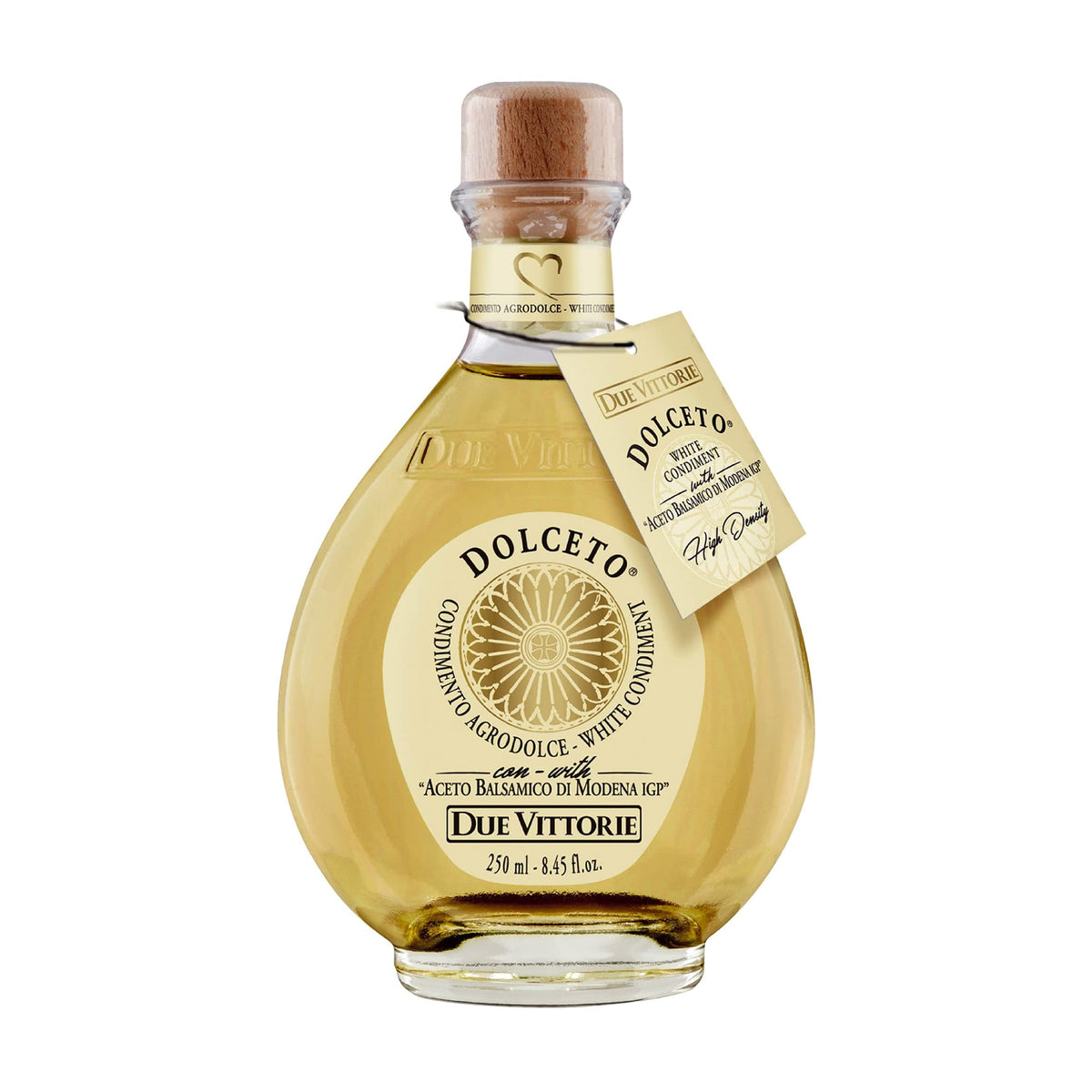 Due Vittorie Dolceto White Balsamic Dressing bottle with premium Modena blend for salads.