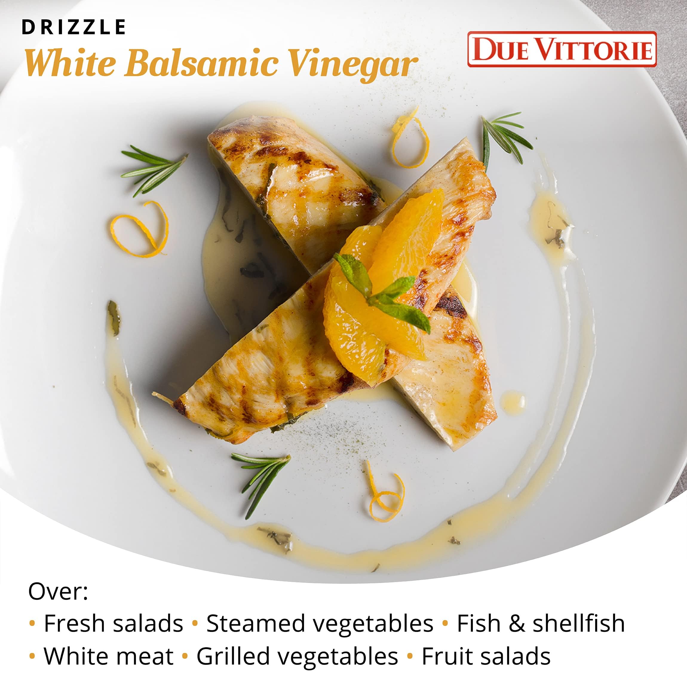Due Vittorie Dolceto White Balsamic Dressing ingredients close-up.