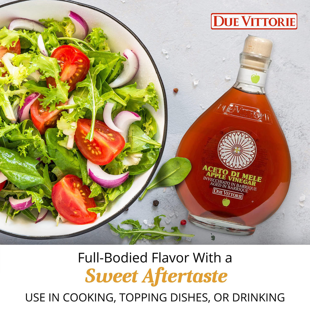 Modena-made label on Due Vittorie vinegar signaling authentic Italian product