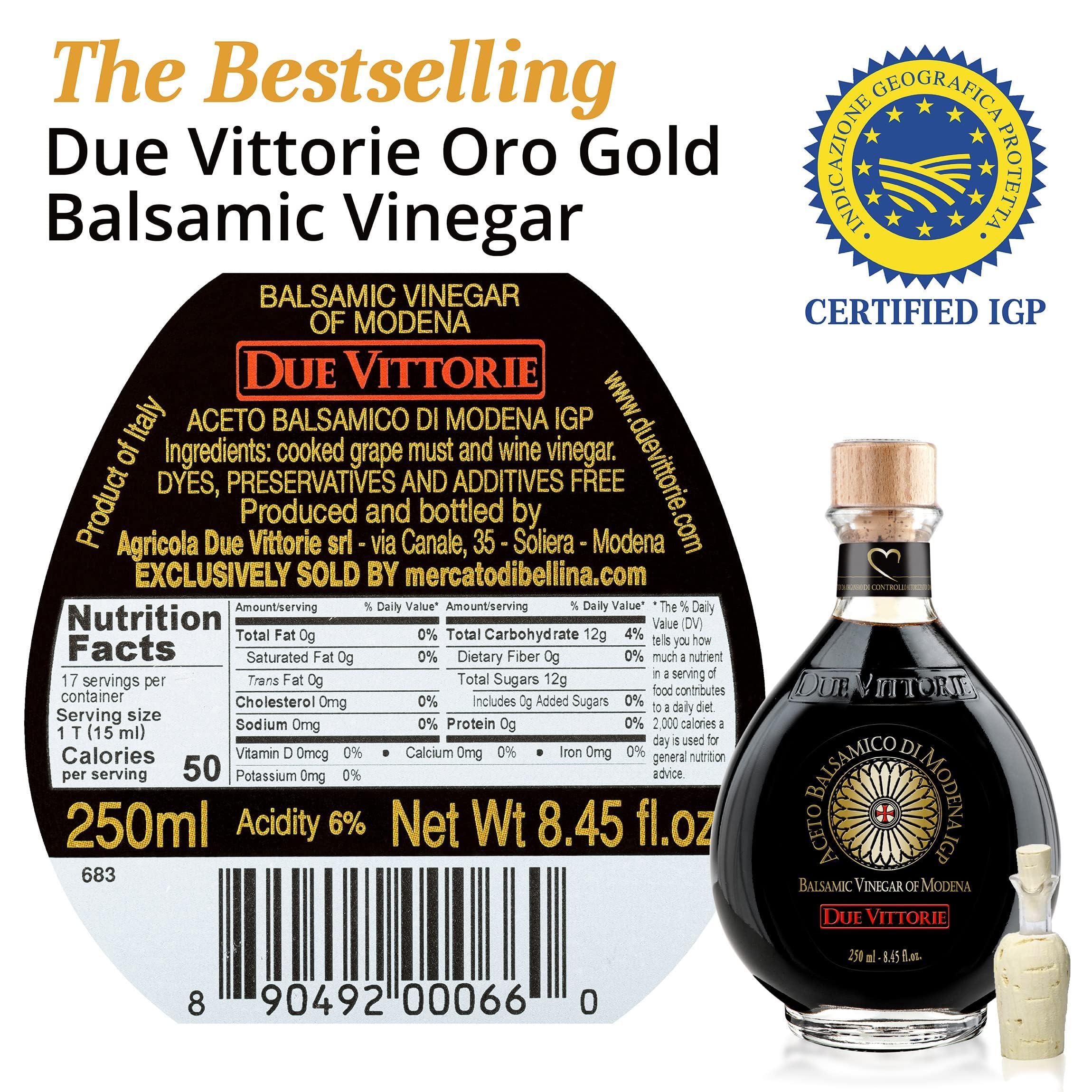 Due Vittorie Oro Gold bottle being poured over a fresh salad for finishing touch.