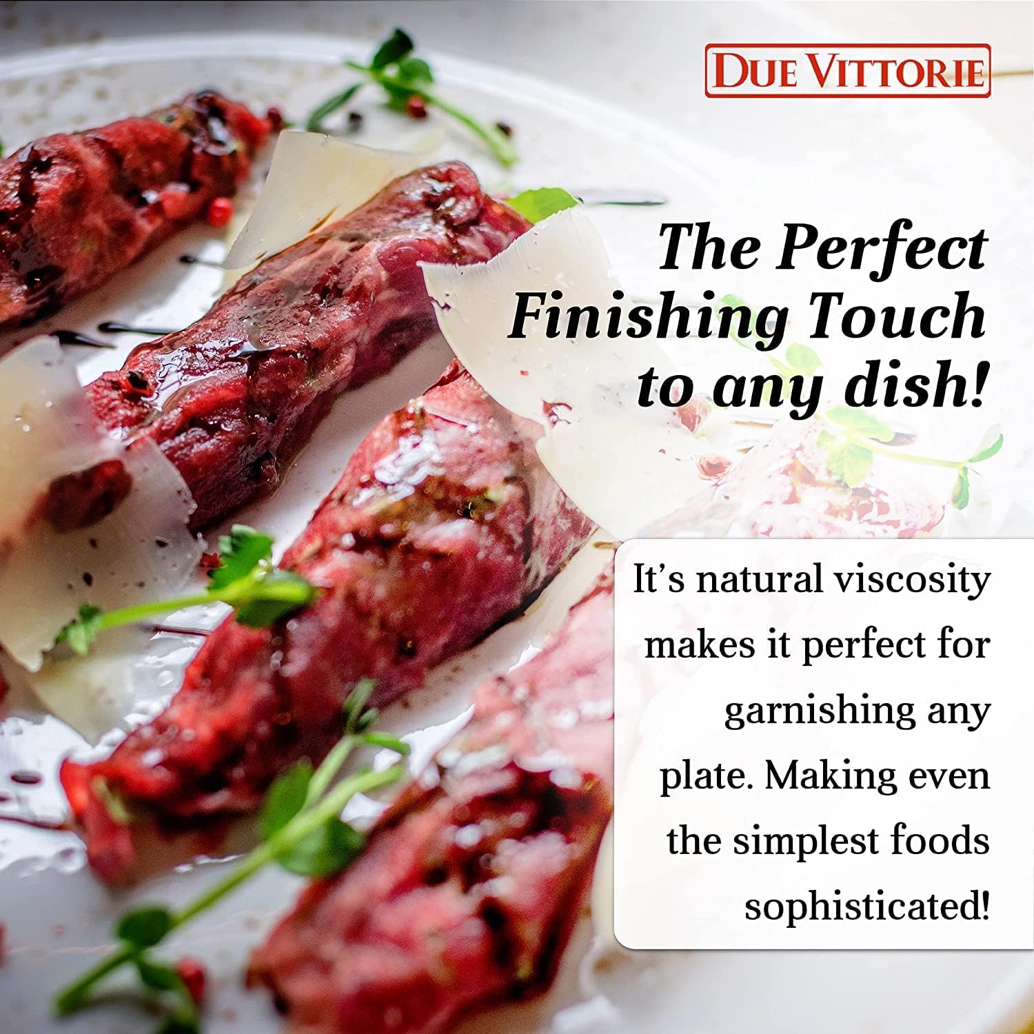 Gourmet dish pairing with Due Vittorie Oro Gold for finished flavor.