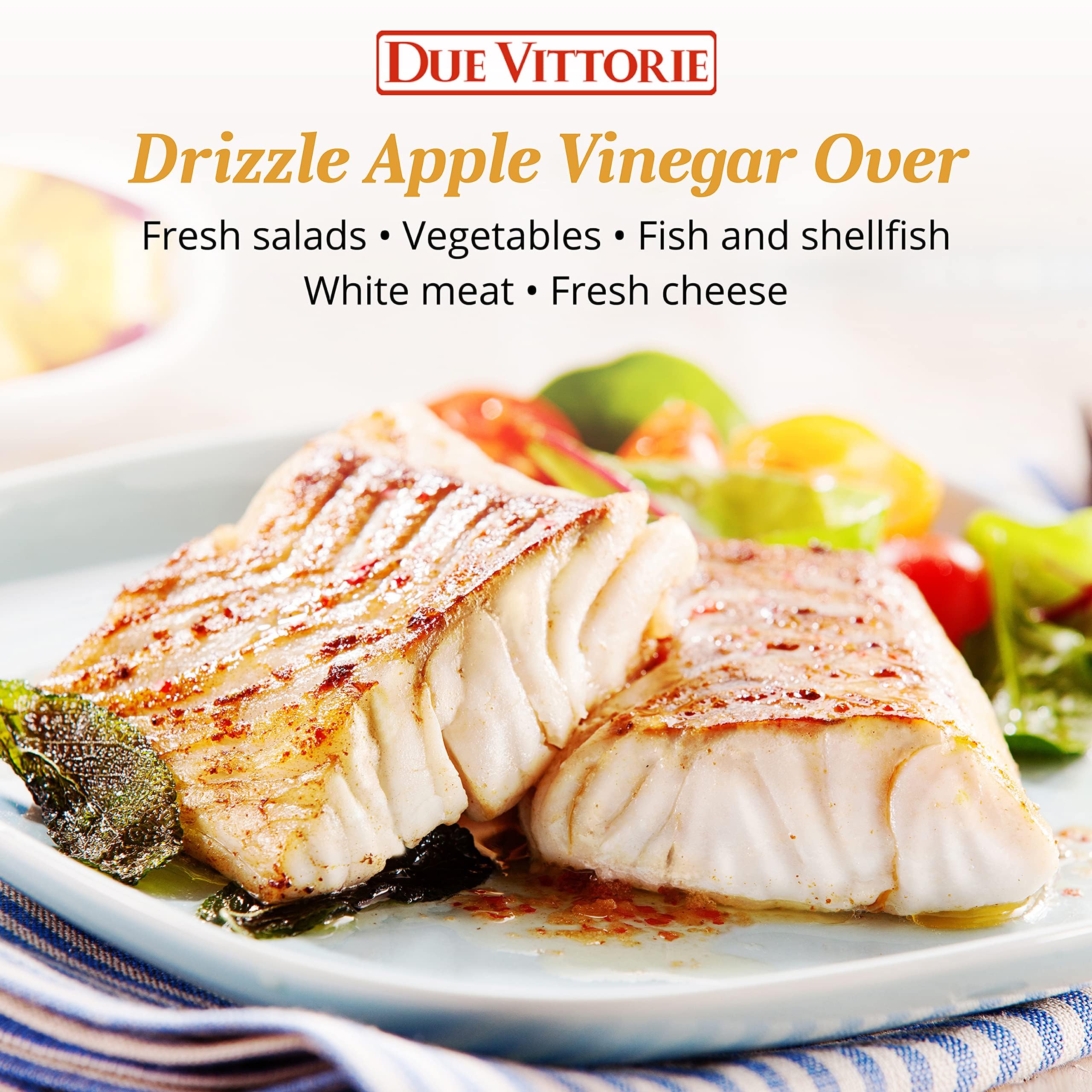 Salad with Due Vittorie apple vinegar drizzle adding balance and brightness
