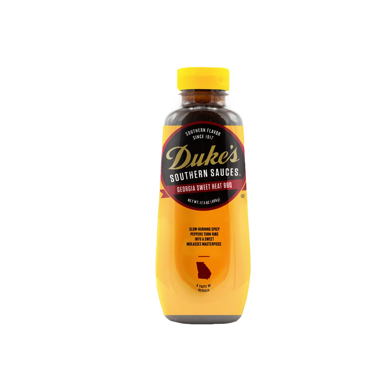 Duke's Georgia Sweet Heat bottle shown for grilling glaze and easy dispensing