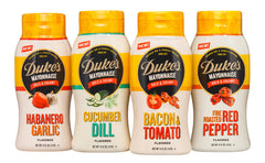 Close-up of Duke's mayo ingredients with habanero and garlic.
