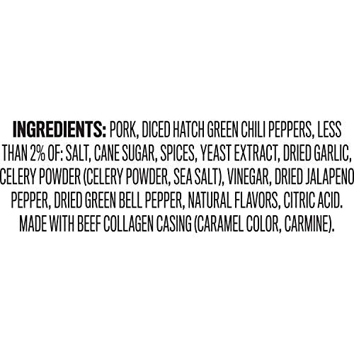 Duke's Hatch Green Chile Shorty Sausages ingredients highlight real pork and roasted chiles
