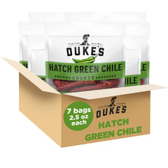 Dukes Hatch Green Chile Smoked Shorty Sausages pack for convenient on-the-go snacking.