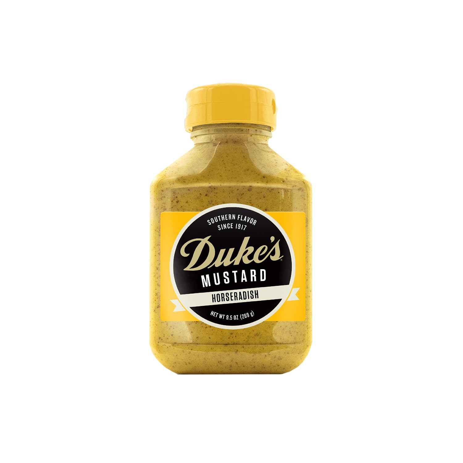 DUKE'S Horseradish Mustard bottle ready for bold sandwiches.