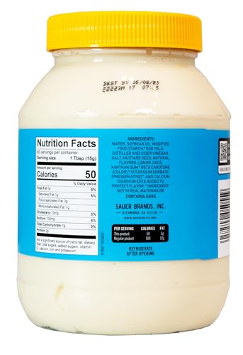 Duke's Light Mayonnaise jar side view highlights smooth consistency for spreads.