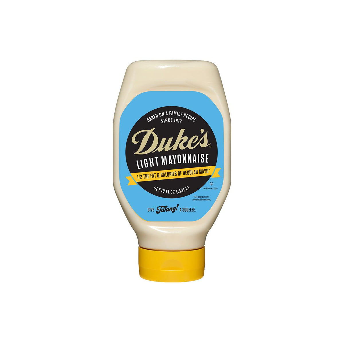 Duke’s Light Mayonnaise squeeze bottle closeup highlights creamy texture ideal for sandwiches
