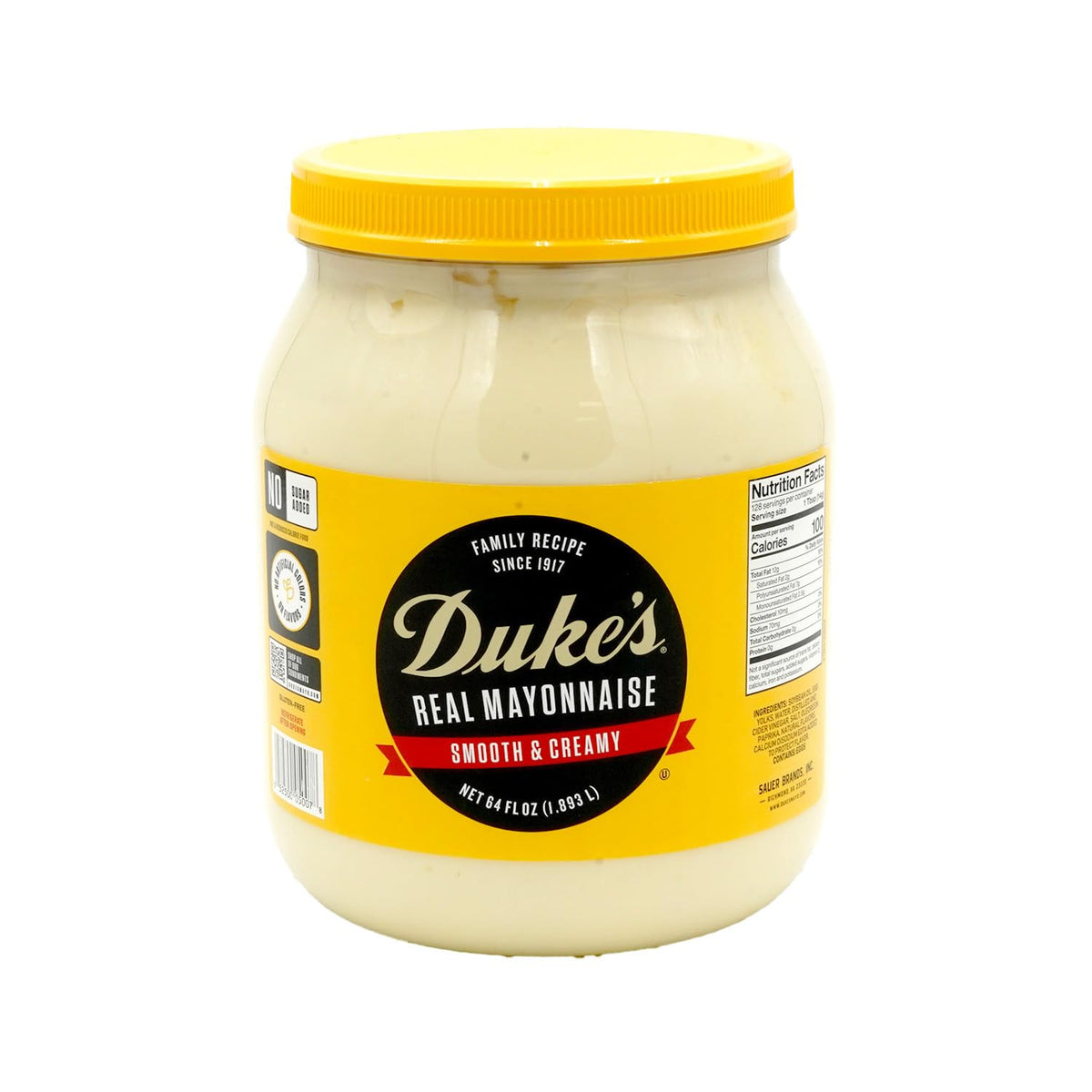Duke's Mayo jar on counter shows creamy texture ideal for sandwiches