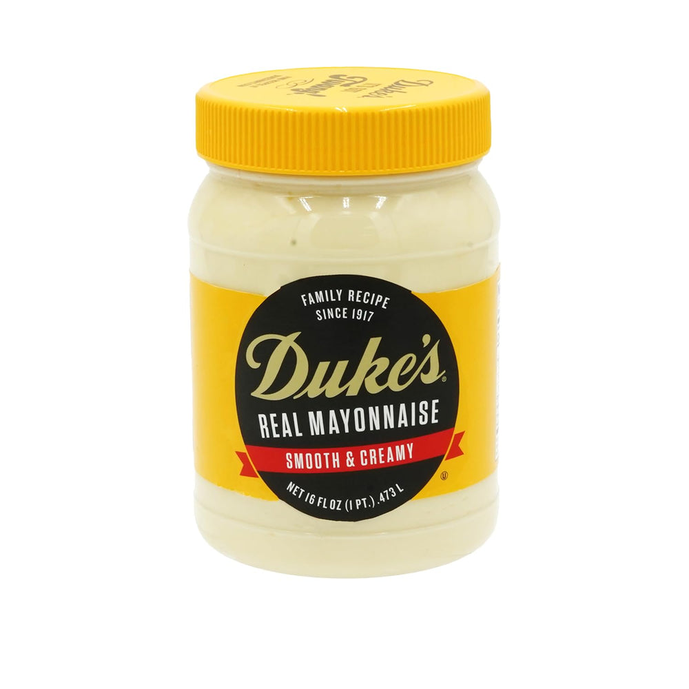 Duke's Real Mayonnaise jar with original smooth texture, ideal for sandwiches
