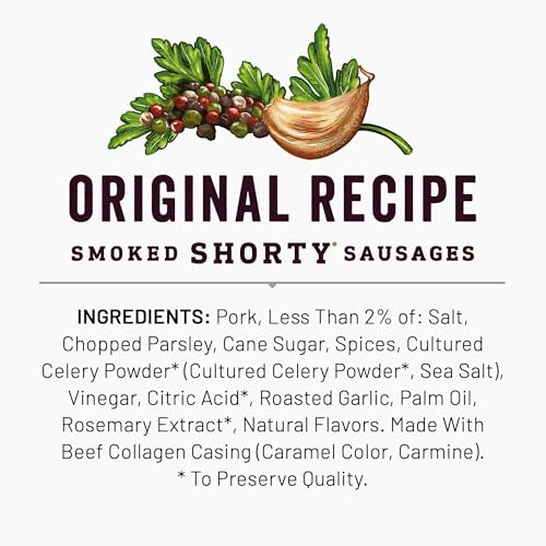 DUKE'S Original Recipe Smoked Shorty Sausages plated for tasting