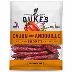 DUKE'S Pork Cajun Andouille Shorty sausages in bag for easy protein on the go.