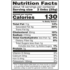 DUKE'S Pork Original Smoked Shorty Sausages serving, a convenient snack with protein.