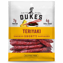 Duke's Pork Teriyaki Smoked Shorty Sausages in a 5 oz pack for on-the-go protein.