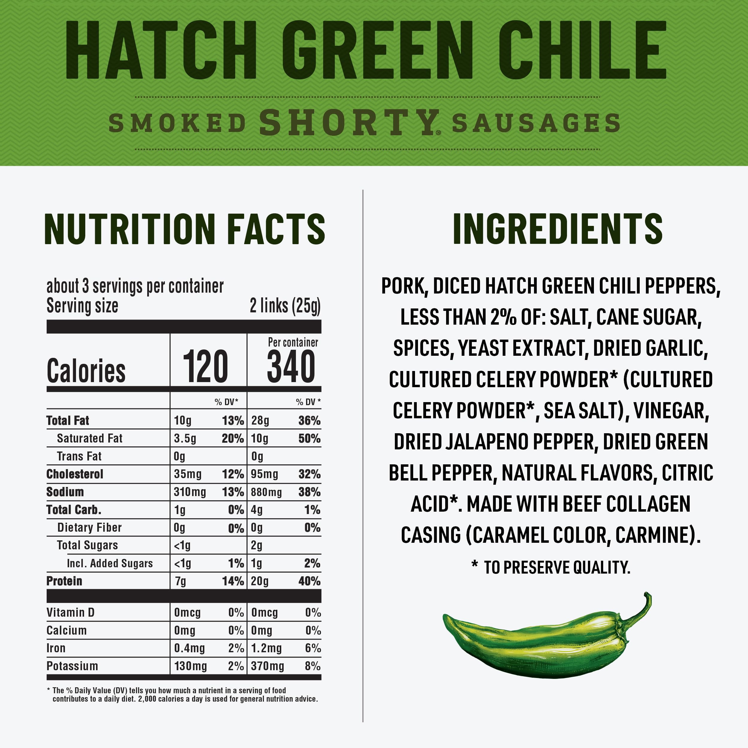 Duke's Shorty Hatch Green Chile pack, smoky heat in a bite
