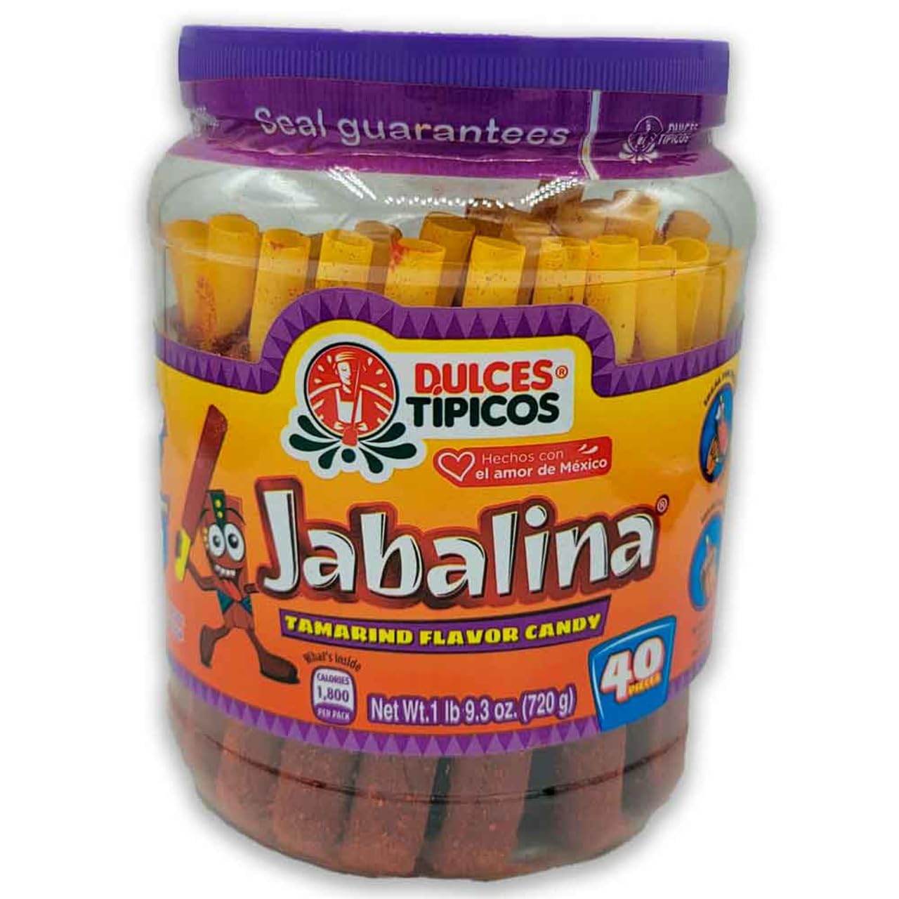 Dulces Tipicos Jabalina Tamarind Candy 40 pieces, ideal for snacking and party garnishes.