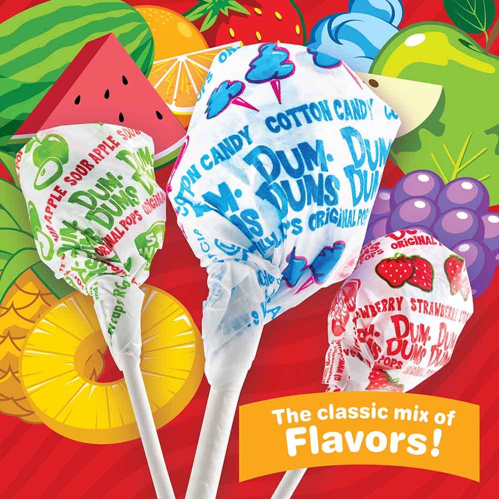 Dum Dums 16-flavor mix with labeled wrappers for easy selection