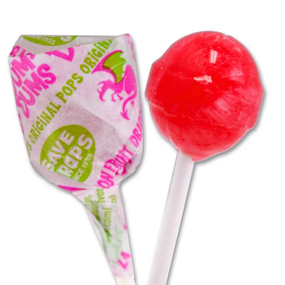 Close-up of Dragon Fruit Dum Dums wrapper showing flavor label