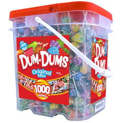 Dum Dums 1000-count bucket of original pops for classrooms and events.