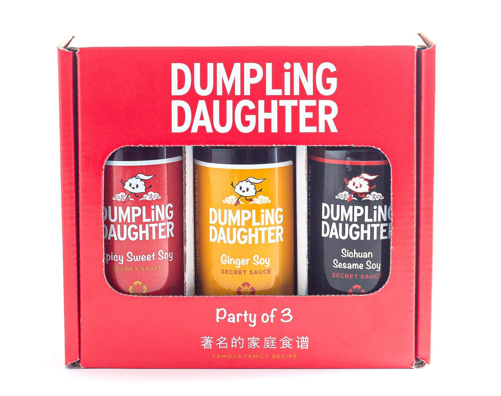 Dumpling Daughter Sichuan sesame soy bottle pouring sauce to elevate dishes.