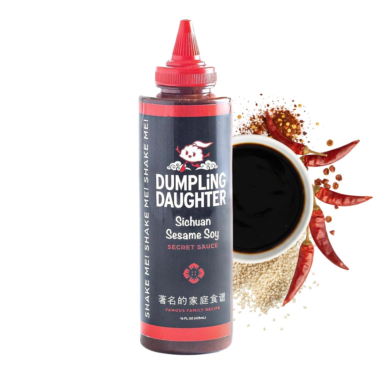 Dumpling Daughter Sichuan Sesame Soy bottle ready for bold dipping.