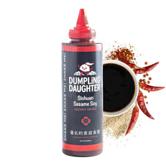 Dumpling Daughter Sichuan Sesame Soy bottle ready for bold dipping.