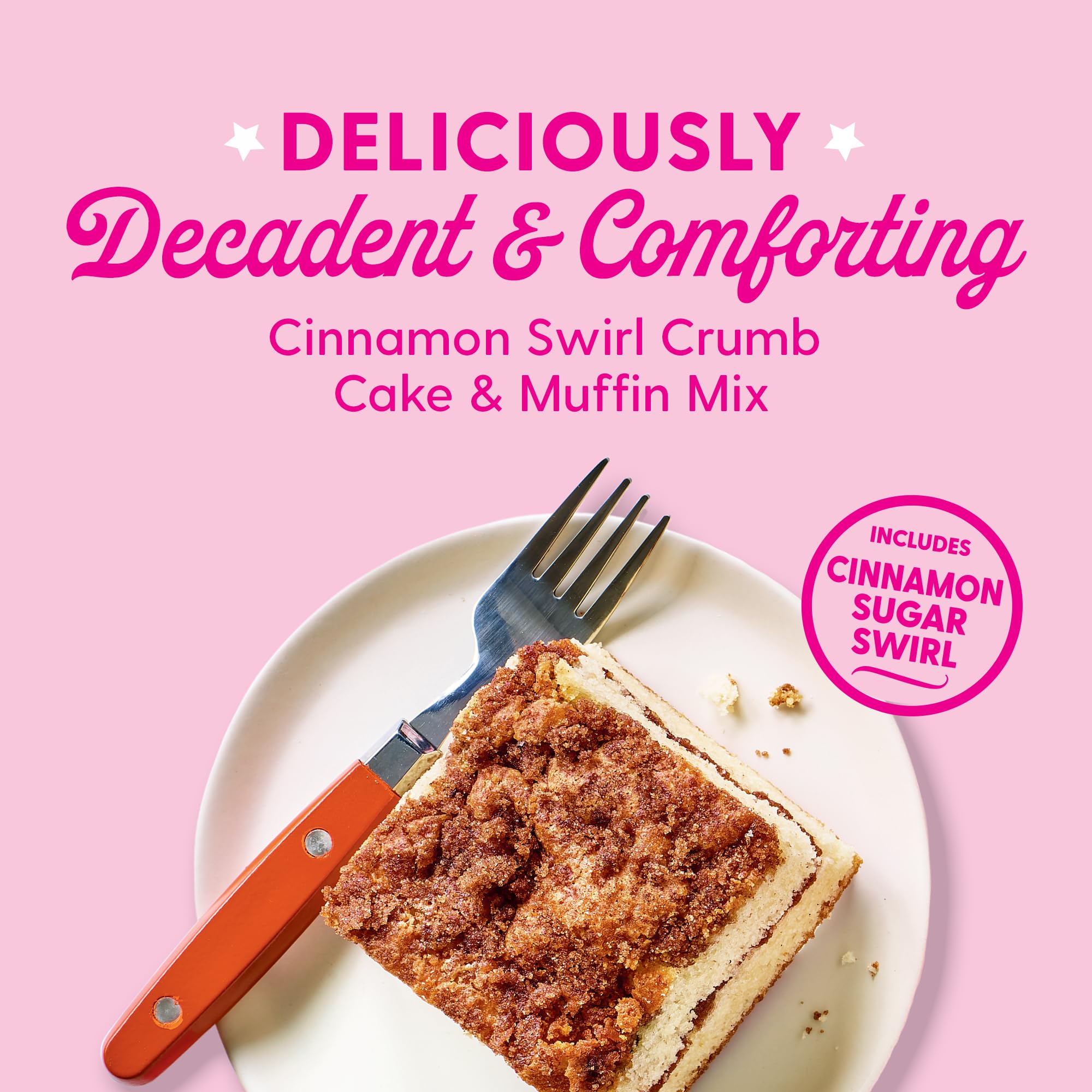 Cinnamon sugar swirl crumb cake mix packaging shown