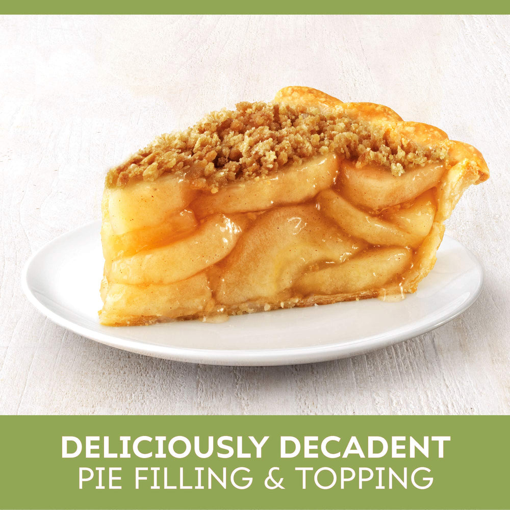 Duncan Hines Comstock apple pie filling label closeup highlighting quality ingredients.