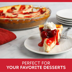 Cherry topping with Duncan Hines Comstock Filling on ice cream