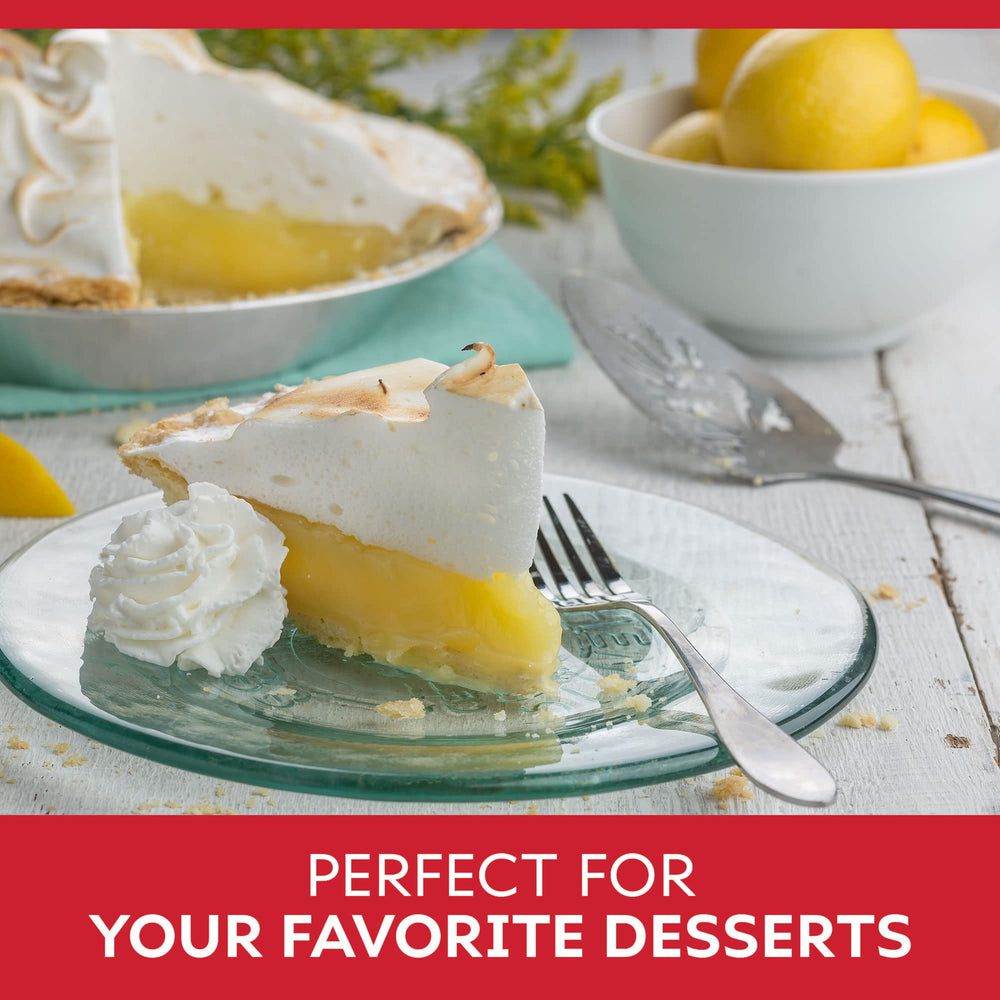 Duncan Hines Comstock Lemon Crème pie slice ready to enjoy homemade flavor.