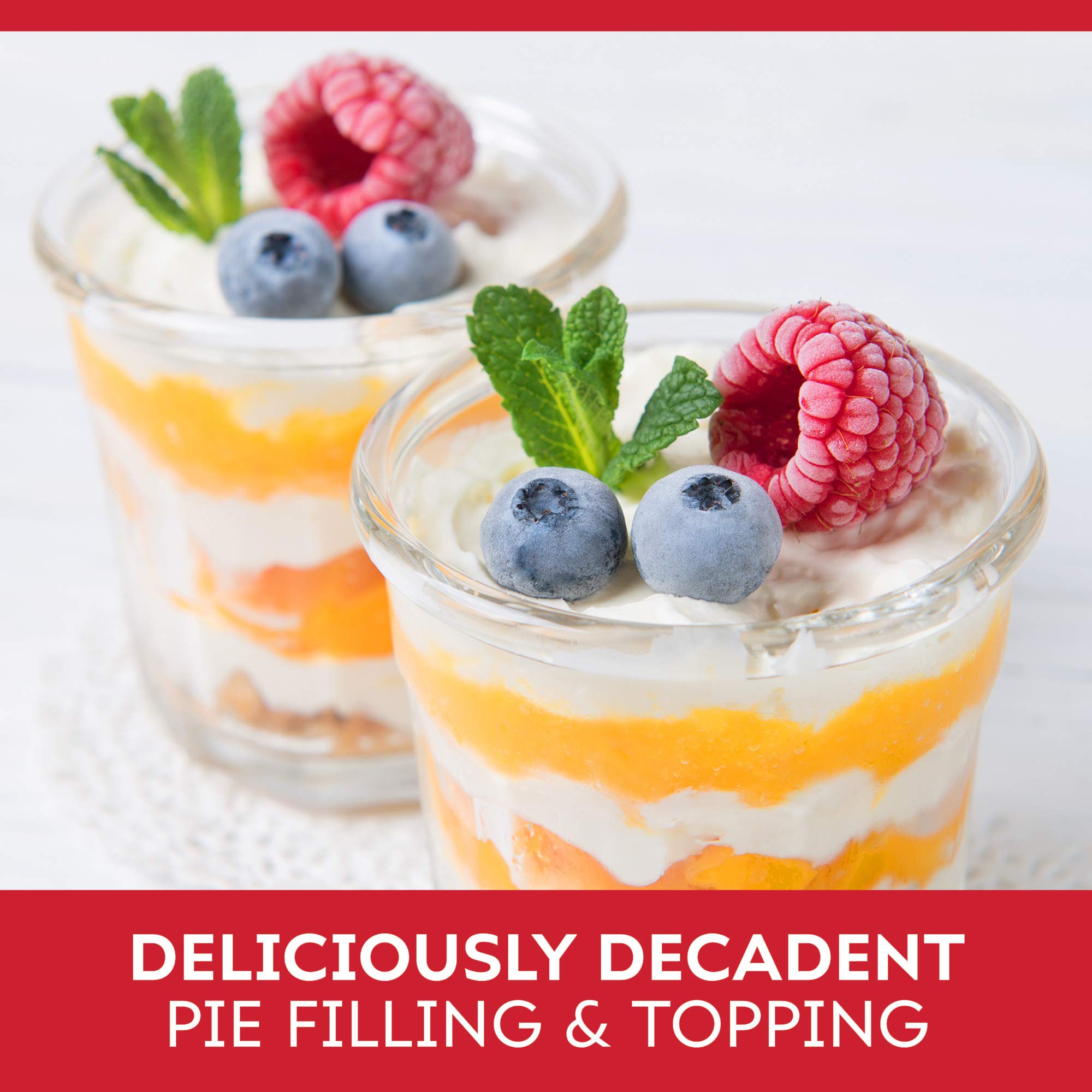 Duncan Hines Comstock Peach Pie Filling spread into a homemade looking pie