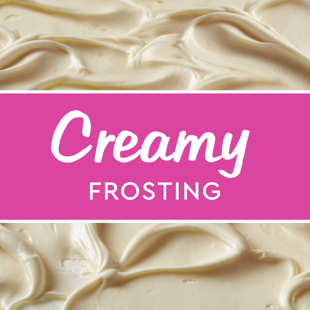 Duncan Hines Creamy Cream Cheese Frosting jar closeup shows smooth texture.