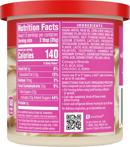 Duncan Hines Creamy Cream Cheese Frosting pump-dispense for easy decorating.