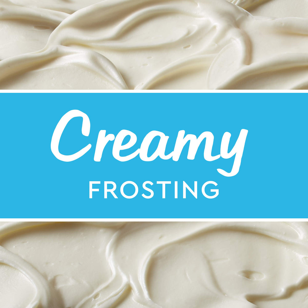 Close-up of Duncan Hines Creamy Vanilla Frosting texture.