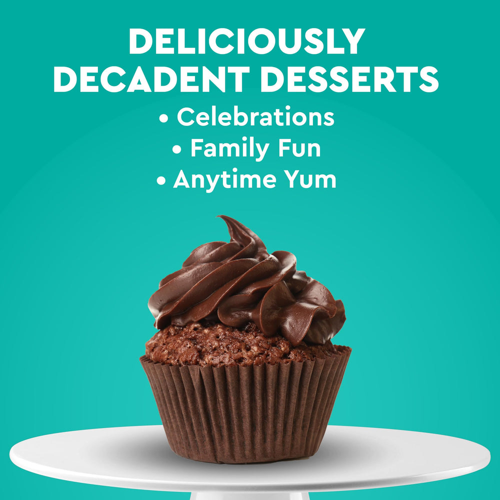 Cupcakes crafted with Duncan Hines Dark Chocolate Fudge mix for celebrations