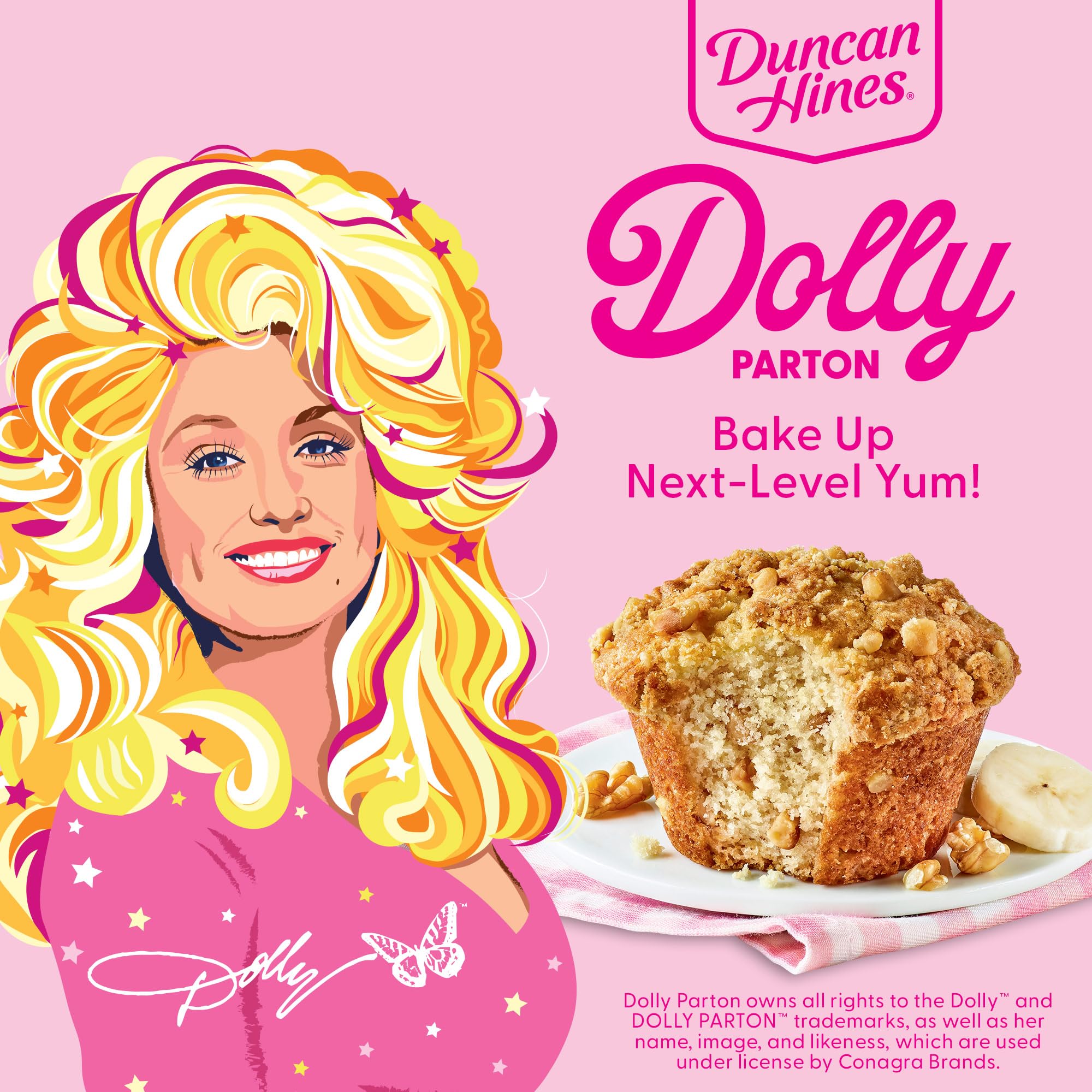 Duncan Hines Dolly Parton's banana nut bread slice with butter