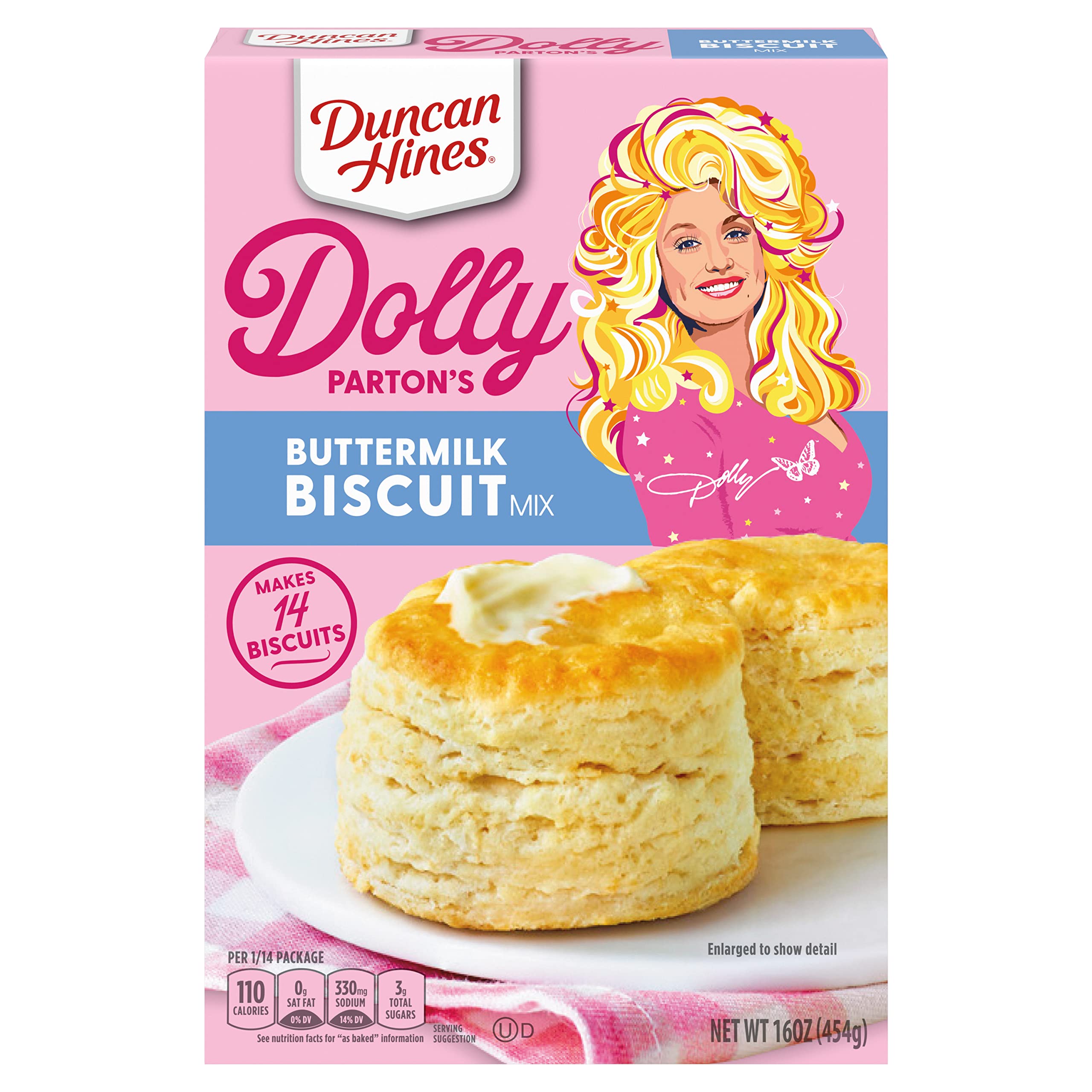 Duncan Hines Dolly Parton's Biscuit Mix box showing Dolly's Easter brunch recipe.