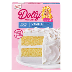 Duncan Hines Dolly Parton Vanilla Cake Mix box front ideal for quick Easter treats