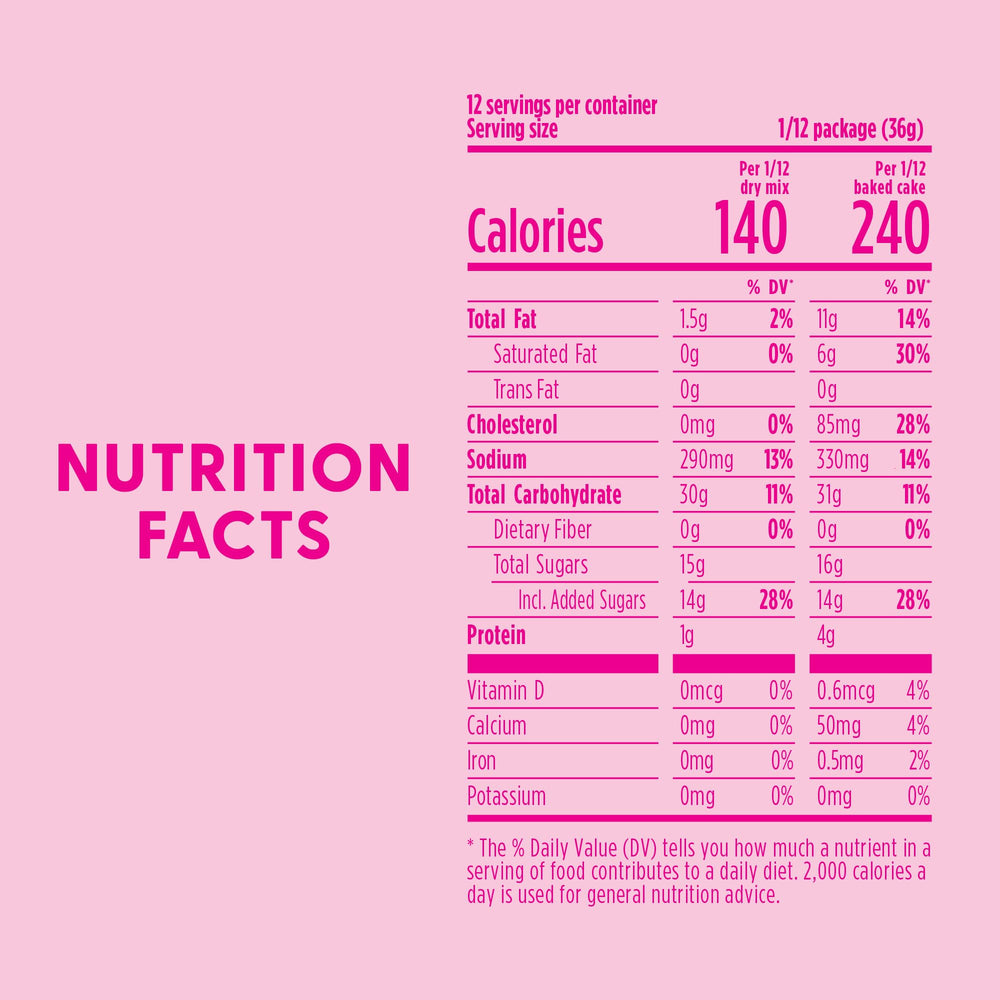 Duncan Hines Dolly Parton's mix packaging with ingredients for quick desserts.