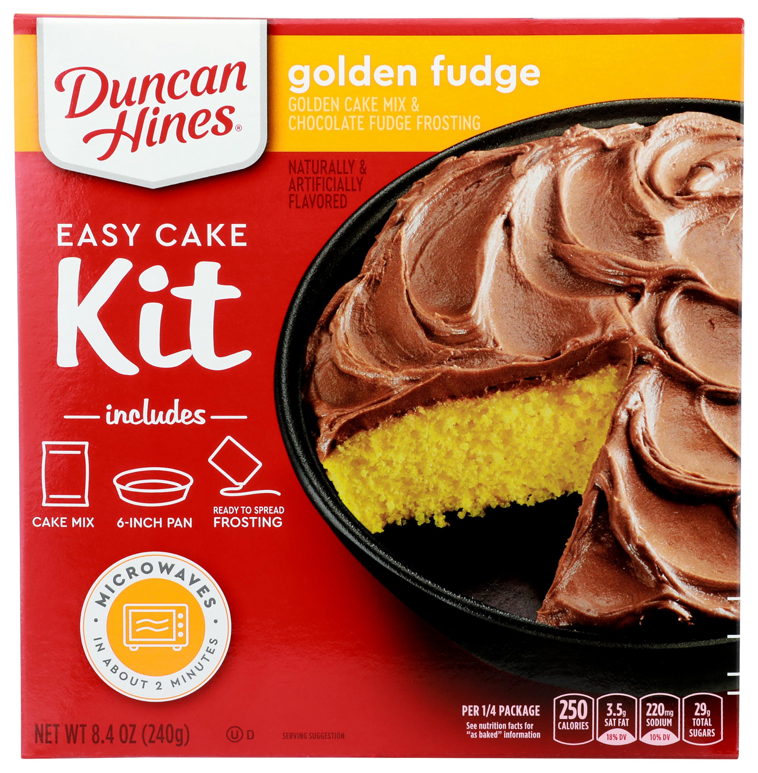 Duncan Hines Easy Cake Kit Golden Fudge Box — quick, simple dessert prep.