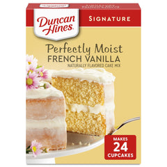 Duncan Hines French Vanilla cake mix box front for Easter baking and family gatherings