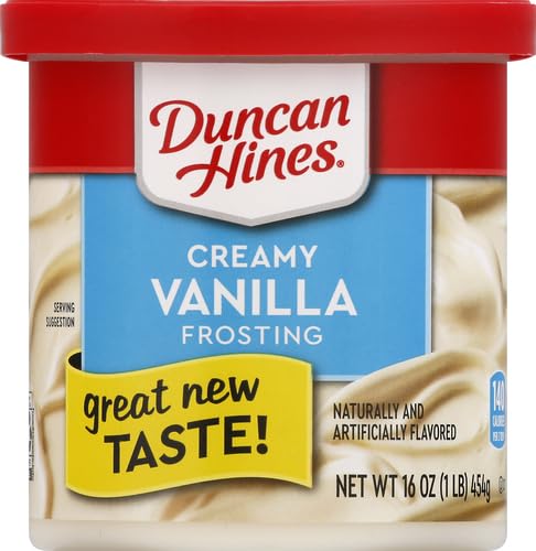 Duncan Hines Frosting on brownies creates a sweet vanilla drizzle.