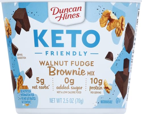 Duncan Hines Keto Walnut Fudge Brownie Cup served warm with a comforting aroma.