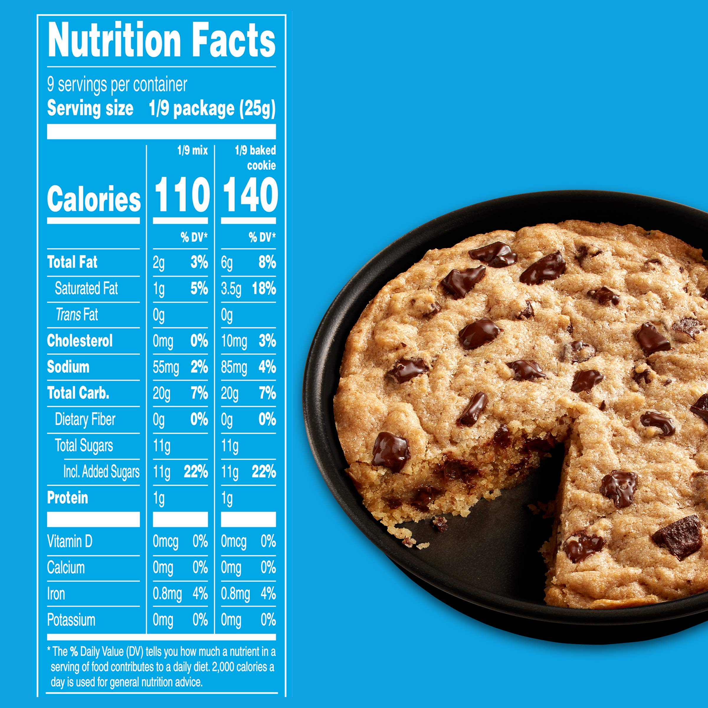 Duncan Hines Mega Cookie chocolate chips on plate for warm servings