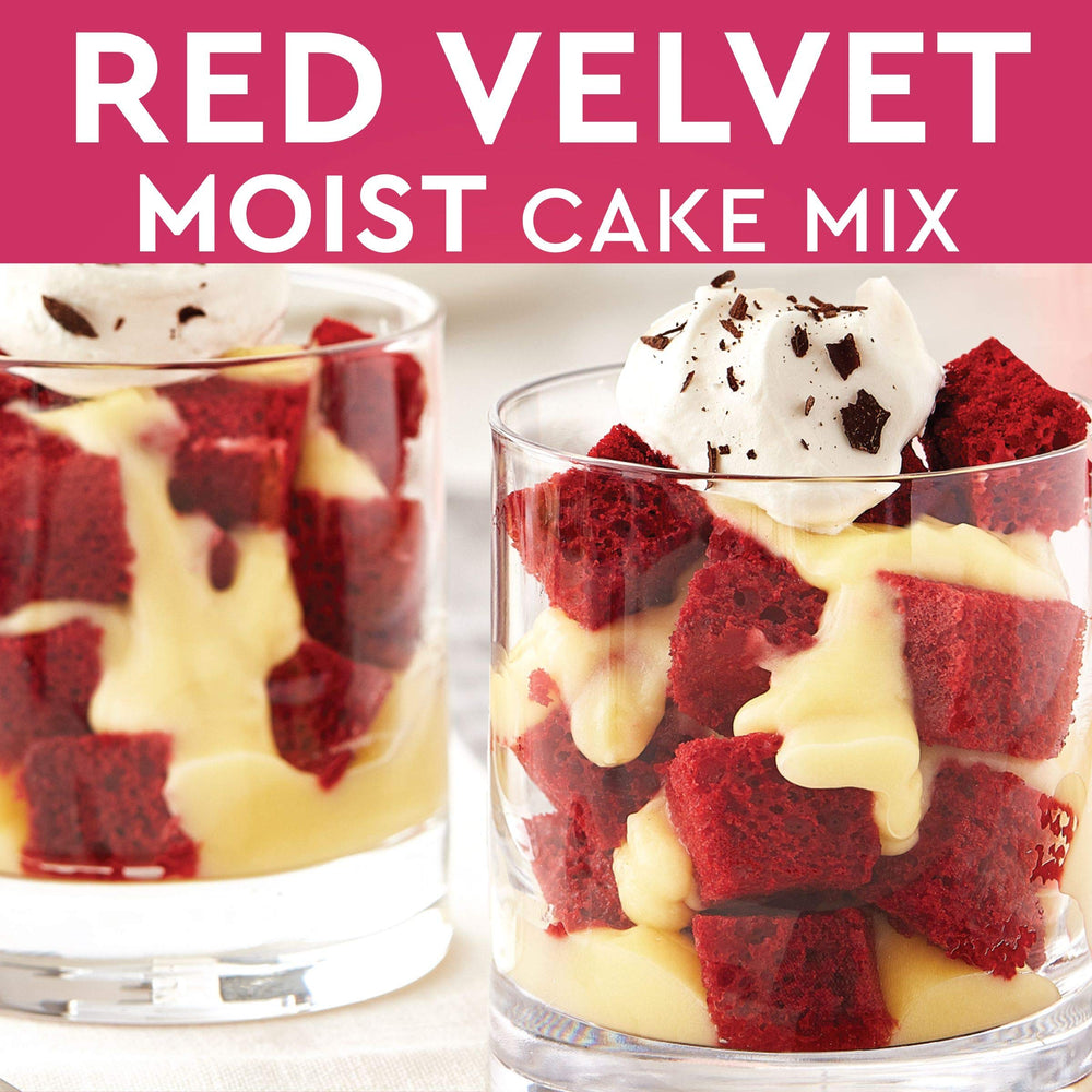Duncan Hines Red Velvet 13x9 inch cake cooling after baking